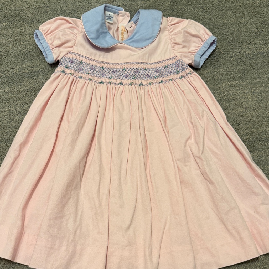 Anavini Smocked Pink And Blue Kids Dress